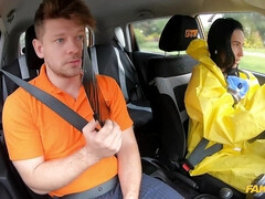 黒人, 茶髪の, 車, ヨーロピアン, パンティ, ストッキング