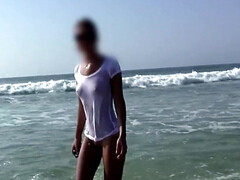 Amateur, Plage, Grosse bite, Blonde, Sucer une bite, De plein air, Petite femme, Adolescente