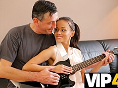 18, フェラチオ, 茶髪の, Hd, なめる, オマンコ, ティーン, オッパイの