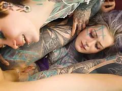 Inked-up Girls Ass FUCK Double Anal with a Big Cock