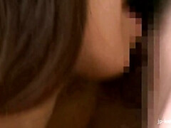 Hairy Japanese MILFs kissing and licking pussies