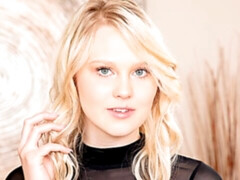 Pretty playful blonde Lily Rader fucks with a huge black dick