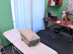 Doctor fucks ebony cleaning lady in office