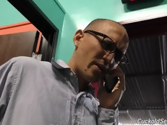 Blonde, Cocu, Petite femme, Rasée, Avaler