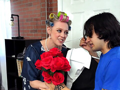 Blond, Pijpbeurt, Rijpe lesbienne, Geschoren