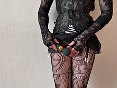 Enthousiasteling, Mooi, Travestiet, Ondergoed, Masturbatie, Alleen, Speelgoed, Vibrator