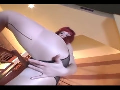 Pieds, Masturbation, Nylon, Collant, Petite femme, Rousse roux, Nénés, Jouets