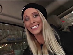 美女, デカパイ, 車, ドイツ人, ハードコア, 三人, オッパイの
