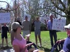 Tussi, Blondine, Blasen, Gruppensex, Gruppe, Hardcore, Orgie, Im freien