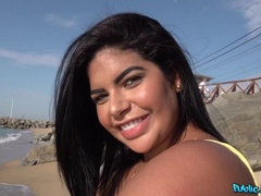 Amateur, Americano, Playa, Mamada, Latina, Al aire libre, Coño, Cabello corto