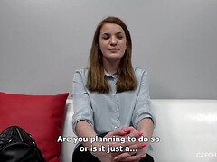 Auditie, Sperma shot, Tsjechisch, Lul, Klein, Gezichtspunt, Roodharige vrouw, Geschoren