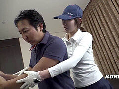 Korean golf starlet is horny as tear up and films movie