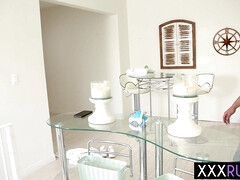 Hot ebony masseuse jumps on hard dick