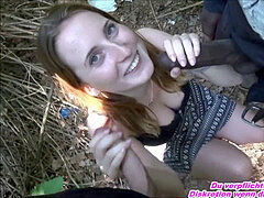 18 jaar, Grote lul, Duits, Buiten, Openbaar, Mager, Tiener, Trio