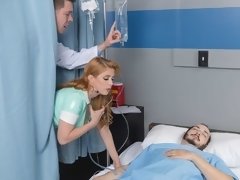 アナル, デカパイ, バック, フェティッシュ, 手コキする, 看護婦, 赤毛, ユニフォーム