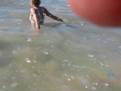 Enthousiasteling, Kont, Strand, Badpak, Blond, Pijpbeurt, Buiten, Gezichtspunt