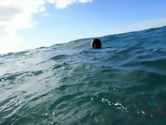 Plage, Bikini, Blonde, Petite amie, Orgasme, De plein air, Rasée, Nénés