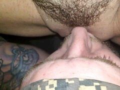 stud cleans his own cum off girls fuckbox with his gullet