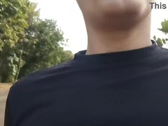 Raquel without a mask paying blowjob to a stranger in the middle of the street during the day