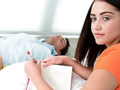お尻, フェラチオ, 茶髪の, バック, 指いじり, キス, 剃毛, ティーン
