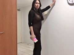 Amateur, Asiatique, Gros seins, Lingerie, Masturbation, Transsexuelle, Solo, Nénés