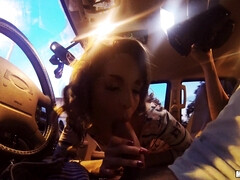 Kimmy Gives Good Road Head - Kimmy Granger gives blowjob and handjob in car and outdoors