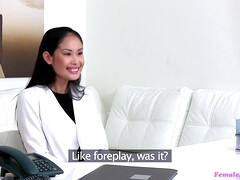 Amateur, Asiatique, Lesbienne, Léchez, Bureau, Chatte