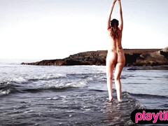 Playa, Tetona, Alemán, Hd, Al aire libre, Sexo soft, Solo, Tetas