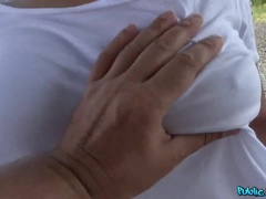 Amateur, Tetas grandes, Mamada, Estilo perrito, Al aire libre, Pov, Público, Coño