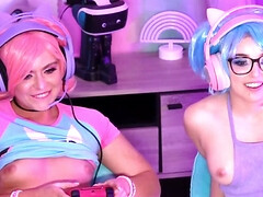 Nicky Rebel, Leana Lovings & Krissy Knight in game night 3some