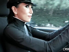 Bruinharig, Hondjeshouding, Interraciaal, Likken, Natuurlijke tieten, Nylonstof, Tieten likken, Uniformpje