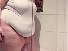 Chica, Gorda, Tetas grandes, Gordita, Fetiche, Masturbación, Ducha, Solo
