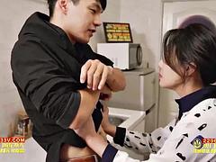 アジア人, 叔母, フェラチオ, 中出し, 淫乱熟女