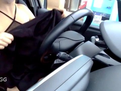 Auto, Kleid, Flashen, Nackt, Nackt, Öffentlich