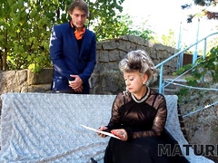 黒人, チェコ, ヨーロピアン, お婆さん, 熟年, アウトドア, 息子, ストッキング