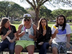 デカパイ, フェラチオ, 茶髪の, カワイイ, イマラチオ, ラティーナ, オマンコ, 三人