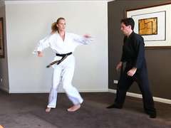 Kicking His Ballsack Using Karate