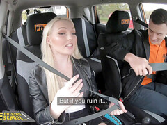 Real public sex, fake driving school, orgasm