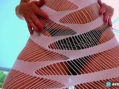 ビキニ, 茶髪の, Hd, ヒール, 熟年, 淫乱熟女, プール, 一人