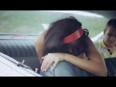 Bikini, Noire, Voiture, Clito, Français, Embrassement, Mamelons, Rétro