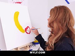 India Summer's muscular man seduces her nude male model in rough sex frenzy