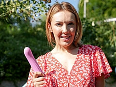 Awesome angel with big booty Gina Monelli took her long dildo