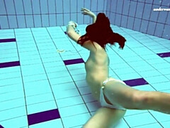 美女, 茶髪の, 公共, オマンコ, ティーン, 締まりの良い, オッパイの, 水中