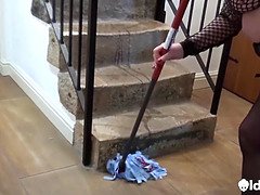 OLDNanny - British MILF Trisha Solo Stair Play with Curvy Ass & Lacey Starr
