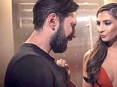 prostitute deep-throats and fucks freak client next to his wifey