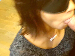 Blindfold wife Oral internal cumshot