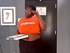 Pizza Pussy: Ebony BBW Delivers A Pizza and Gets a BBC Tip