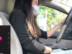 茶髪の, 車, オナニー, アウトドア, 一人, 生徒, 締まりの良い, バイブレーター