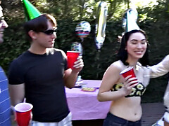 Party girl gets a big dick in the bathroom & gets a facial