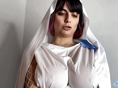 The Blasphemous Busty Madonna Wants Rough Sex And Cum On Tits